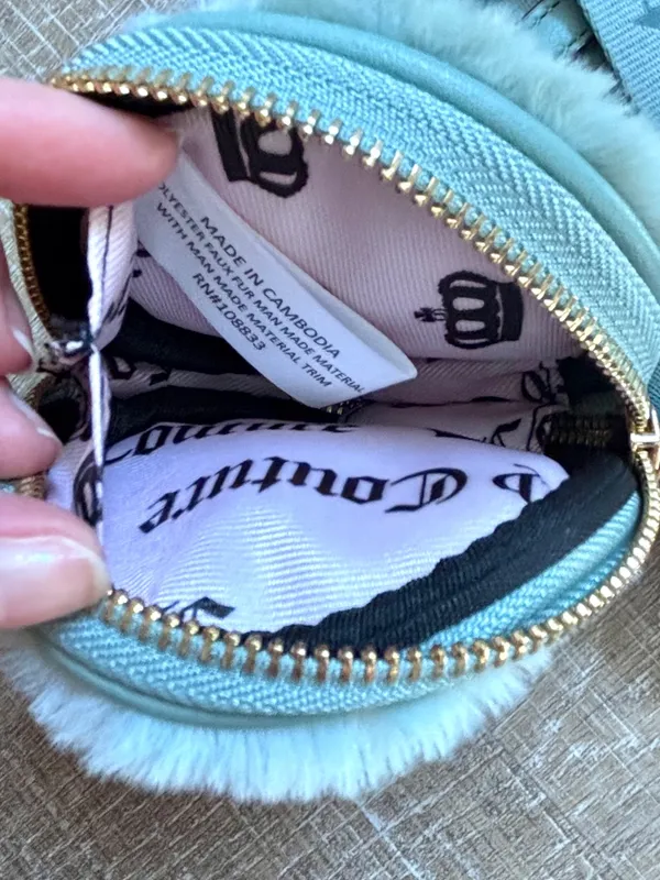 Juicy Couture Fuzzy Mint Green Mini Crossbody Bag Coin Purse Y2K McBling Bratz - Image 5