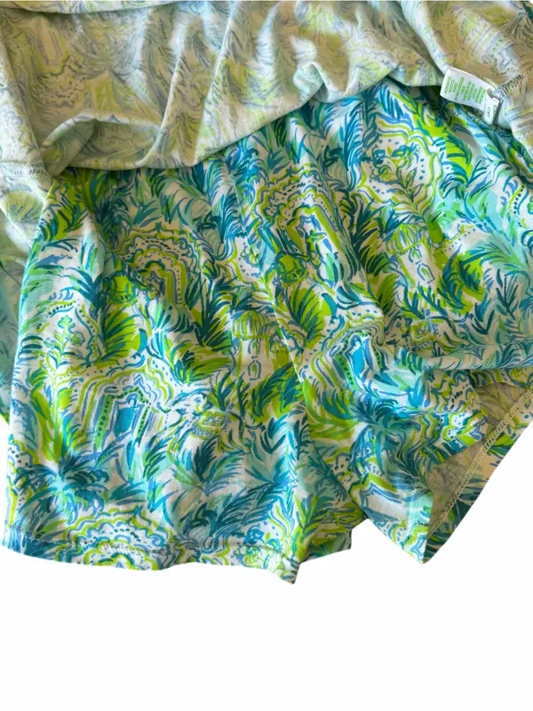 Lilly Pulitzer - Idara One-Shoulder Pom Pom Romper Blue Green Sz M - Image 9