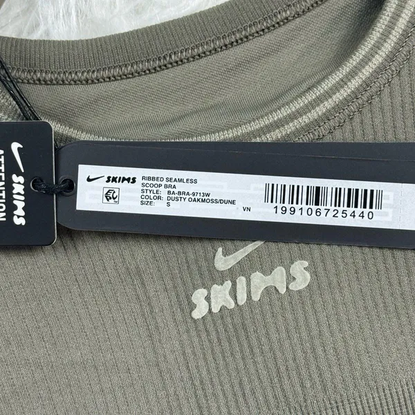 Nike Skims Ribbed Seamless Scoop Bra Dusty Oakmoss Dune Size Small - Image 8
