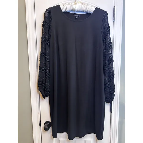 Alfani Women’s 2X Black Shimmer Sleeves Shift Dress NWT Plus Size Cocktail Dress - Image 13