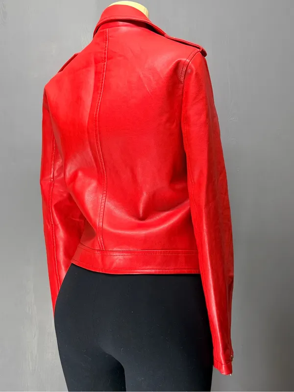 Azalea Wang Red Moto Jacket | Faux Leather Biker Jacket | Women’s Large | NWT - Image 7