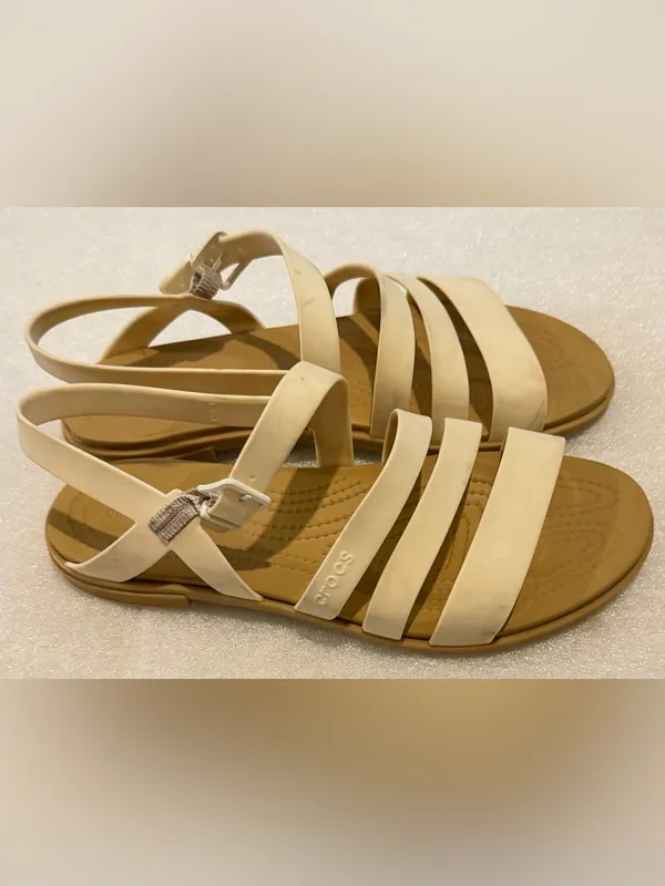 CROCS Cream Strappy Slingback Sandals - Image 3