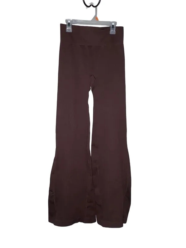 High Waisted Dark Brown Flare Yoga Leggings - Image 5