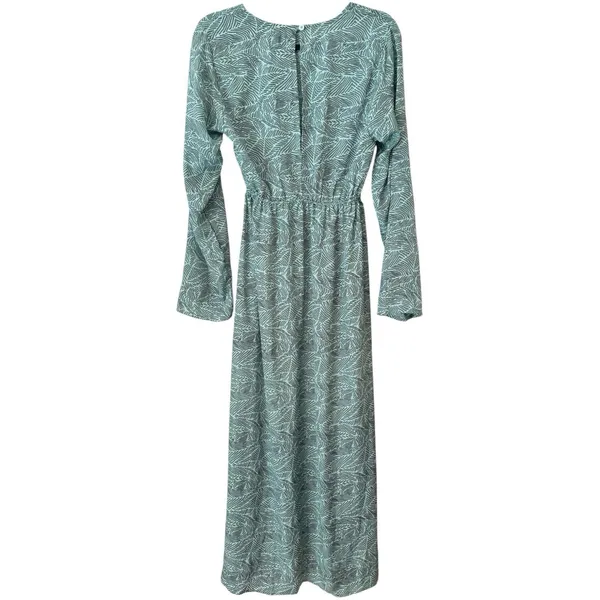 RAGA Tropical Green Floral Long Sleeve Blouson Maxi Dress Women’s Small - Image 3