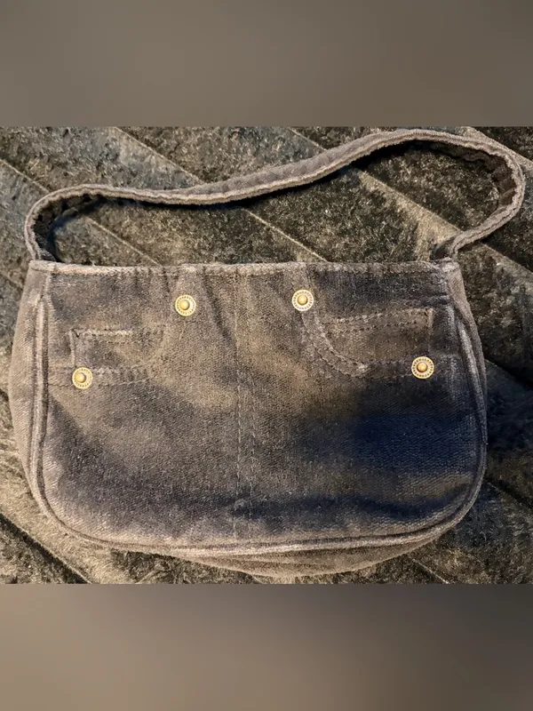 90’s Little Charcoal Suede Mini Bag with Brass Studs - Image 5
