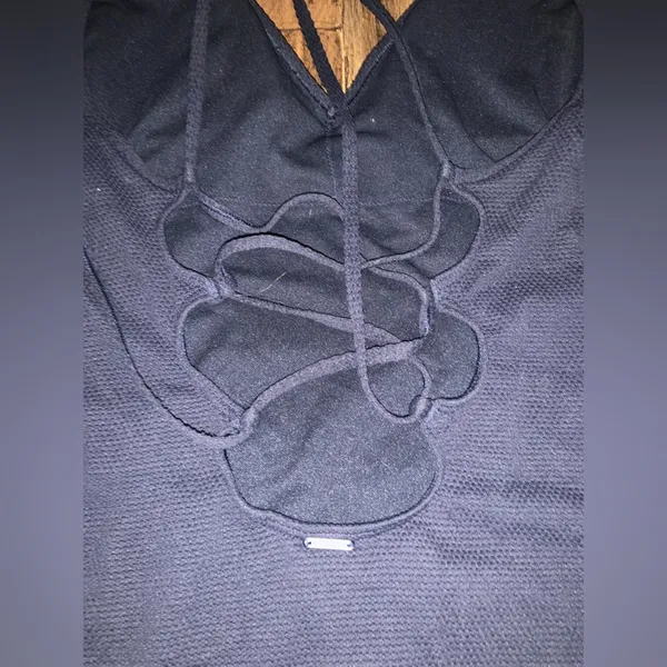 Abercrombie navy ribbed lace up back one piece bathing suit or bodysuit nwot $80 - Image 3