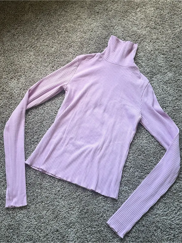 Show Me Your Mumu Ribbed Turtleneck Top - Lavender - Image 2