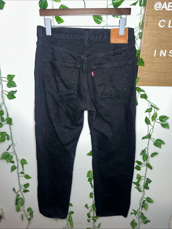 Levi’s 501 Straight Leg 5 Button Closure Black Strigid Jeans - Image 3
