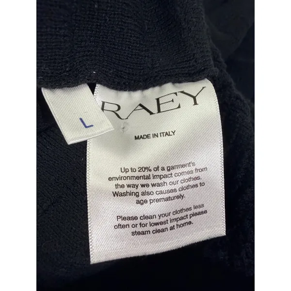 Raey Black Organic Cotton Textured Pointelle Crochet Knit Sweater‎ Dress Italy - Image 4
