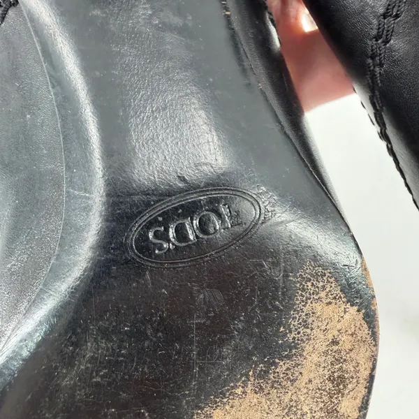 Tods Kitten Heel Pumps Womens‎ 36 Black Leather Suede Pointed Toe Office Siren - Image 13