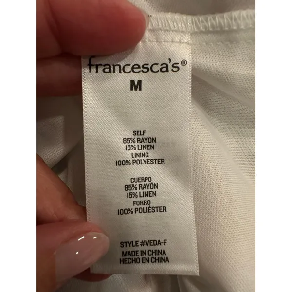 Francescas Veda Halter Mini Dress Womens Medium Floral Linen Blend NWT Summer - Image 10