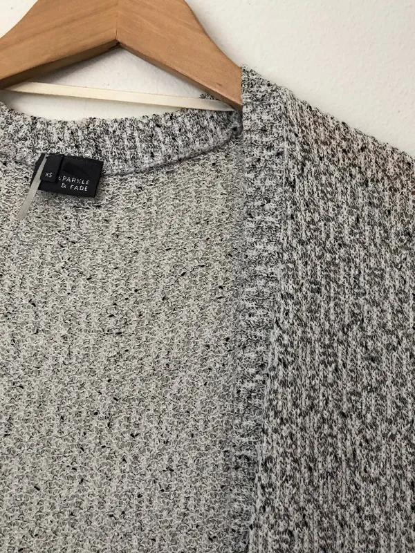SPARKLE FADE URBAN OUTFITTERS White Black Open Marled Knit Cardigan Sweater XS - Image 5