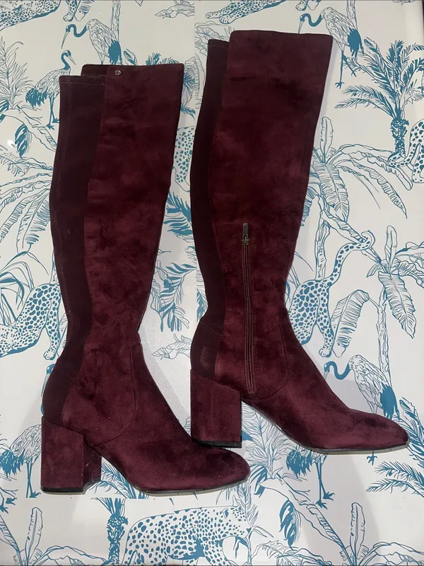 Marc Fisher Burgundy Over-the-Knee Block Heel Boots - Image 2