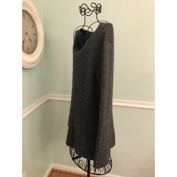 Garnet Hill Sweater Small S Gray GreyCrew Neck Cable Knit‎ Jumper - Image 2