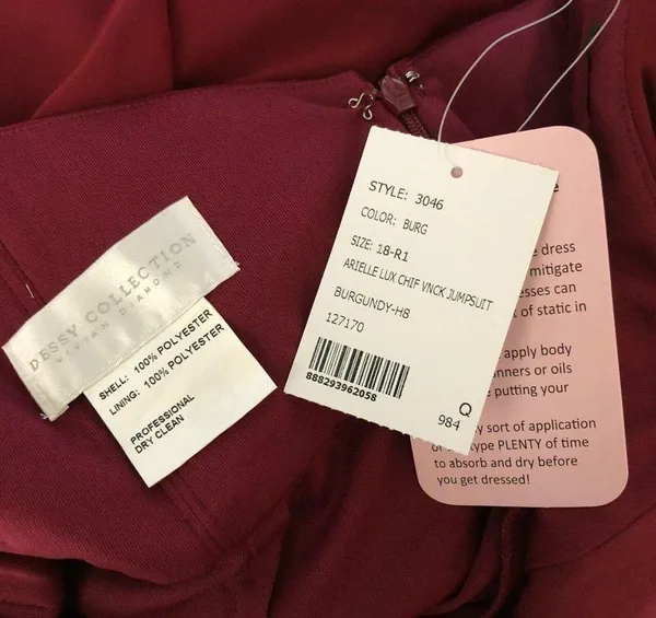 Dessy Collection Vivian Diamond Jumpsuit Sleeveless Wide Leg Flowy Red Size 18 - Image 4