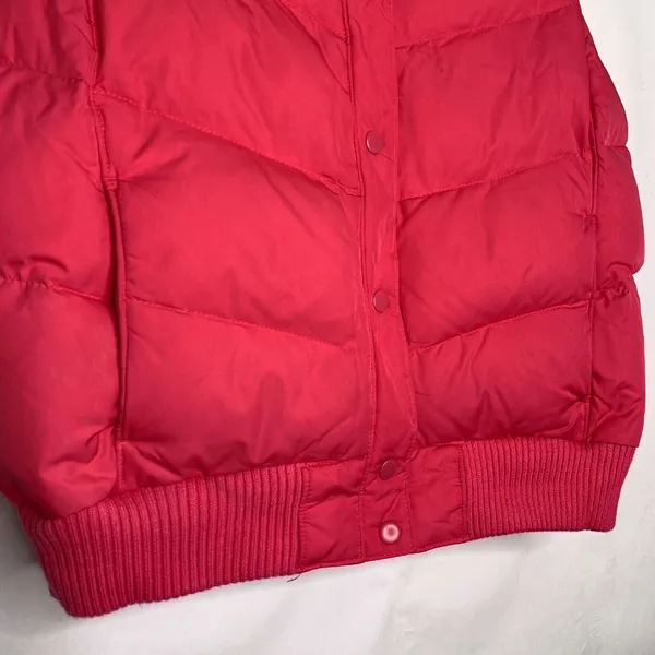 GAP Womens Large Pink Puffer Vest Full Zip‎ Pockets Big Snap Cinched Waist - Image 3