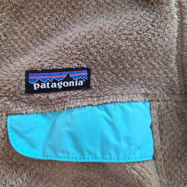 PATAGONIA Women's Re-Tool Snap-T Pullover Brown Tan Blue Size Small Winter Coat - Image 6