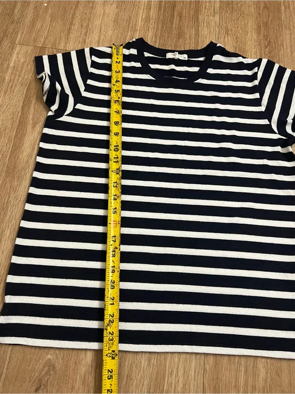 rag & bone Navy and White Striped Crew Neck Tee - Image 4