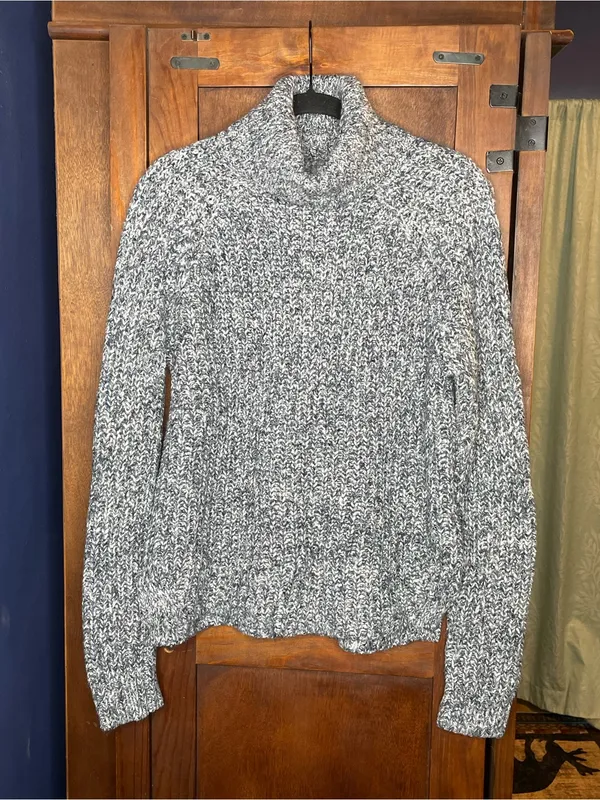 Abercrombie & Fitch Marled Knit Turtleneck Sweater Gray Chunky Cozy Pullover S - Image 2