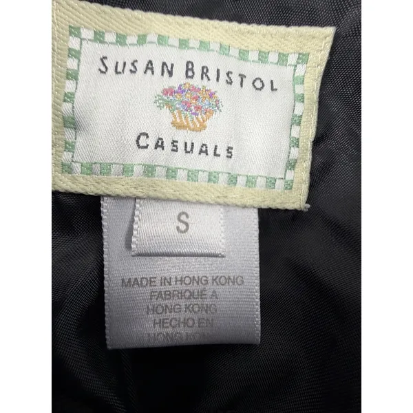 Susan Bristol Casuals Black Corduroy Patchwork Floral Embroidered Jacket S SB131 - Image 3