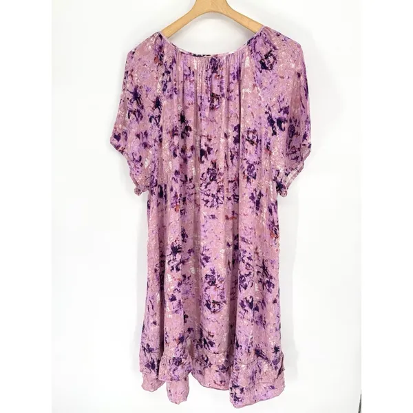 Evans/Avenue Plus Size Dress 26/28 3X 4X EUC Boho Tired Ruffle Pink‎ Purple - Image 3