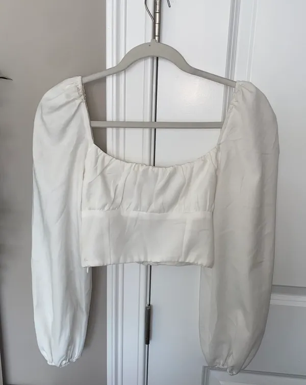 Princess Polly White Long Sleeve Crop Top - Image 4