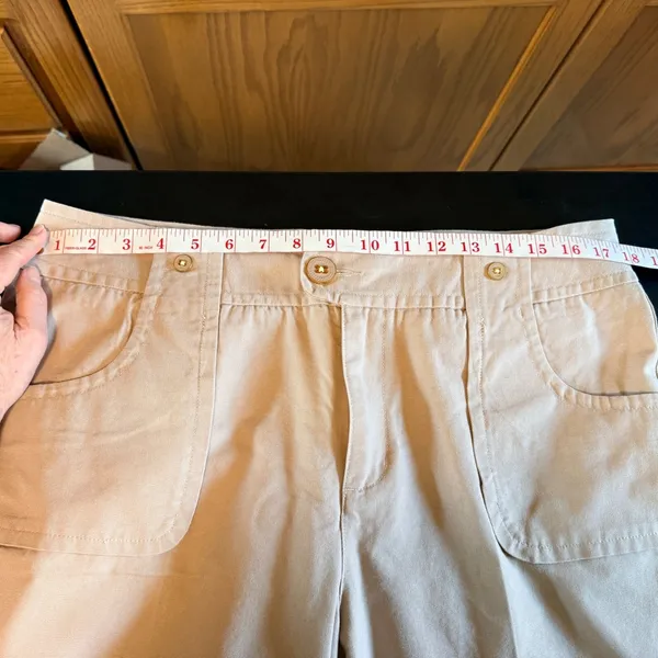 Cato Capri Pants Women 14 Tan Cotton Twill Front Patch Pocket Cropped - Image 5
