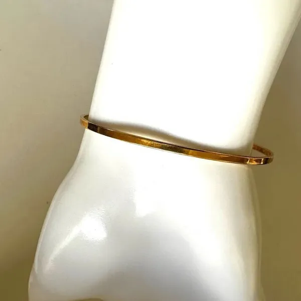 Gold tone heart rhinestone bangle bracelet - Image 3