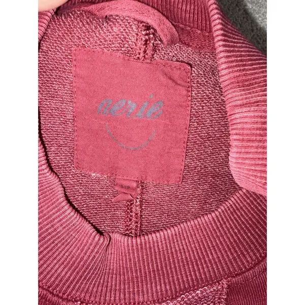 aerie sweatshirt‎ patchwork oversized burgundy s - Image 3