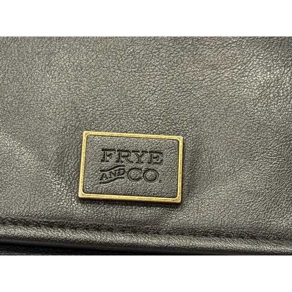 FRYE AND CO. Black Satchel Double Handles Detachable Strap Zipper Brass Hardware - Image 5