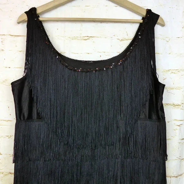 California Costume Fashion Flapper Fringe Dress Women XL Black Headband Necklace - Image 7