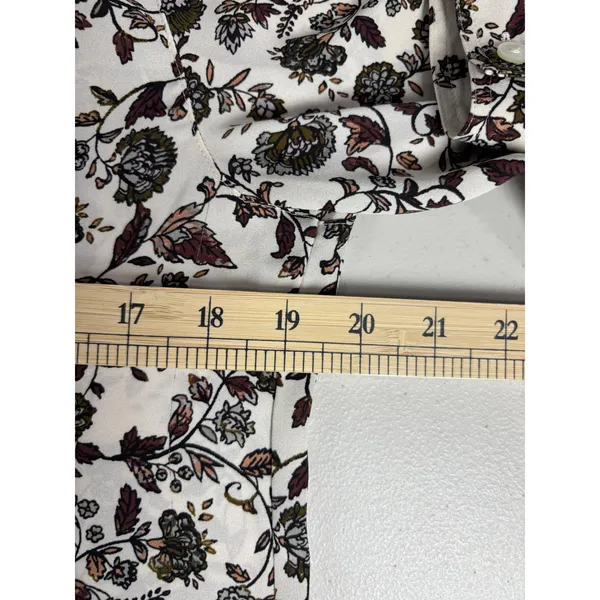 LOFT Black Cream Floral Button Down Blouse Small Office Workwear‎ Professional - Image 6