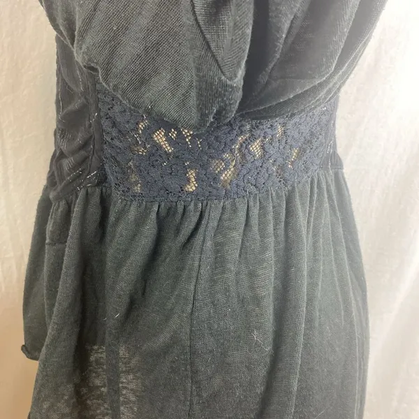 Free People Black Short Sleeve Gather Waist Top S - Image 4