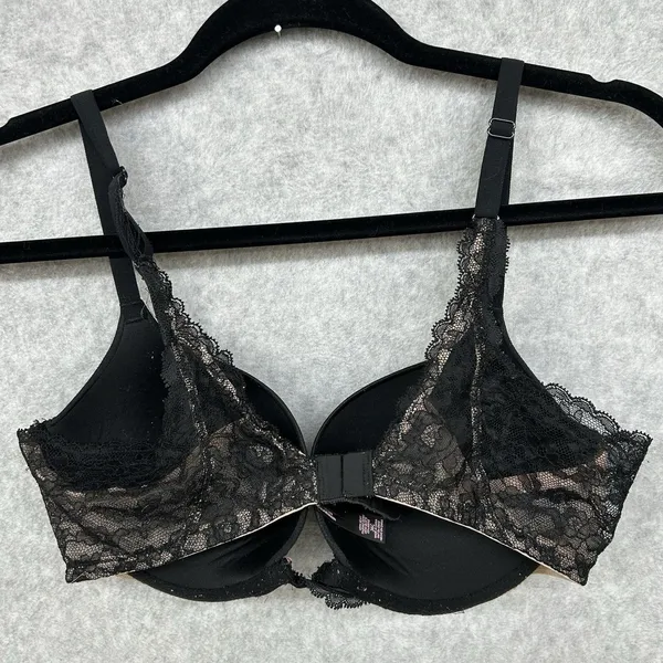 Victorias Secret Bra 36C Padded Demi Underwire Black/Nude Lace Glamour Sexy - Image 4