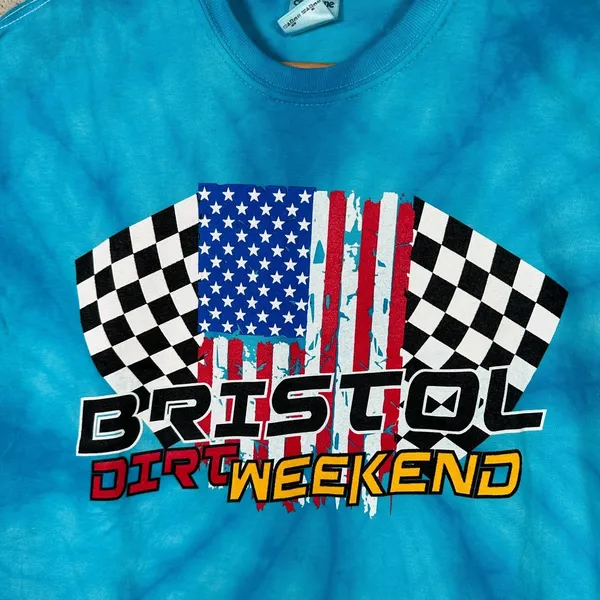 Bristol T Shirt Racing Medium‎ Blue Tie Dye Dirt Weekend Tennessee Short Sleeve - Image 4