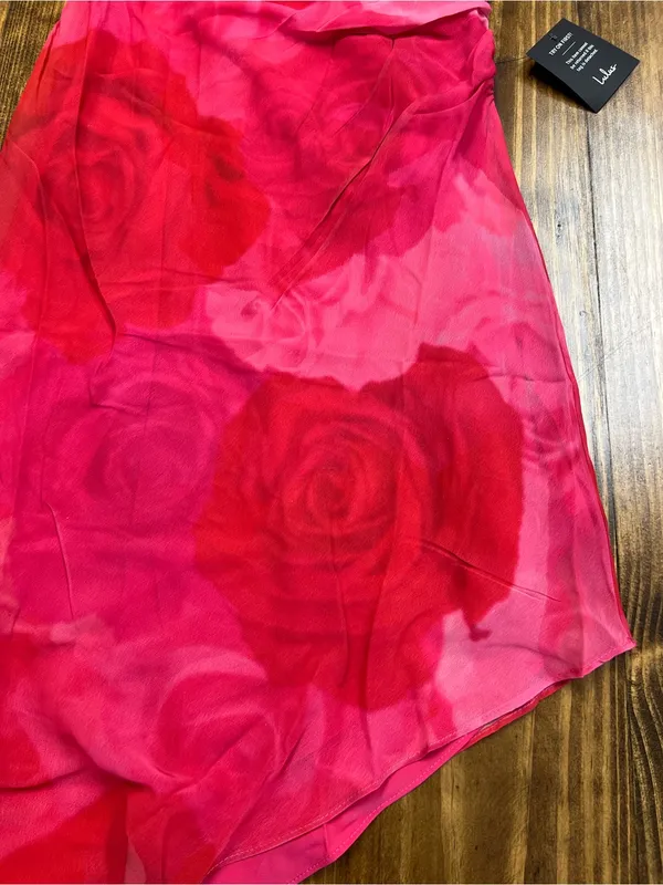 Lulus Pretty Serene Pink Floral One-Shoulder Asymmetrical Midi Dress Size XS NWT - Image 6