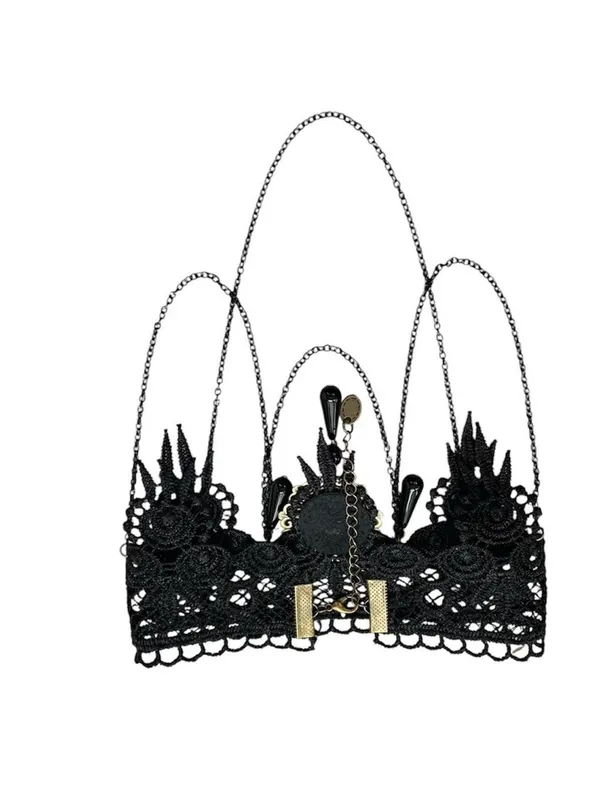 Victorian/Gothic Lace Choker Necklace Black - Image 2