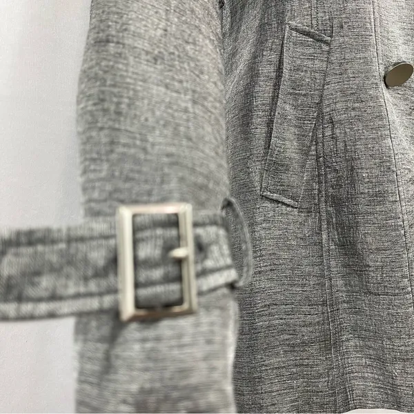 Express Double Breasted Silver Chiffon Trench Coat Size M - Image 8