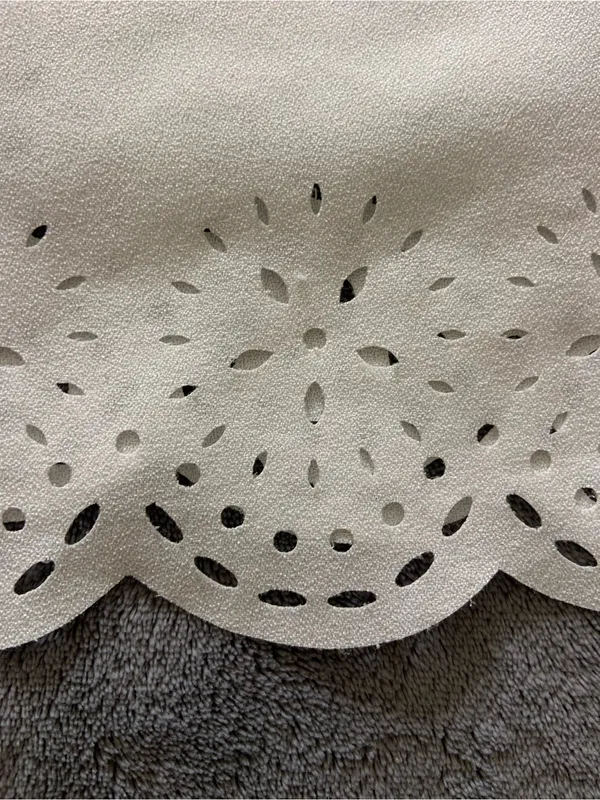 SHEIN Cream Short Sleeve Eyelet Hem Blouse - Image 3