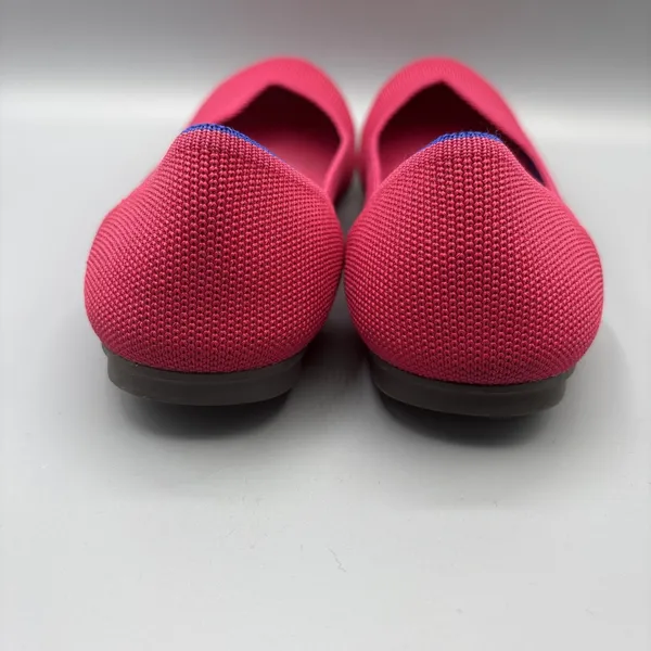 Rothys Ballet Flats Size 10 Bright Pink Knit Slip on Shoes Round Toe Blue Trim - Image 8