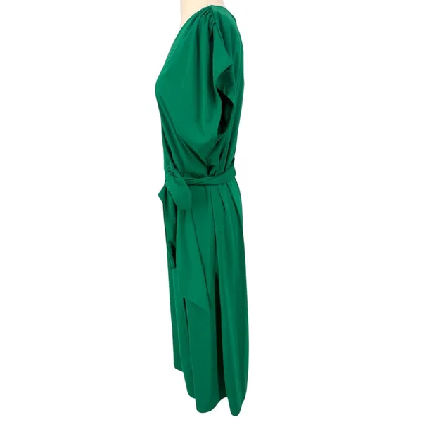 NWT Mango Women's Bow‎ Wrap Midi Dress Kelly Green Size 6 Feminine Contemporary - Image 9