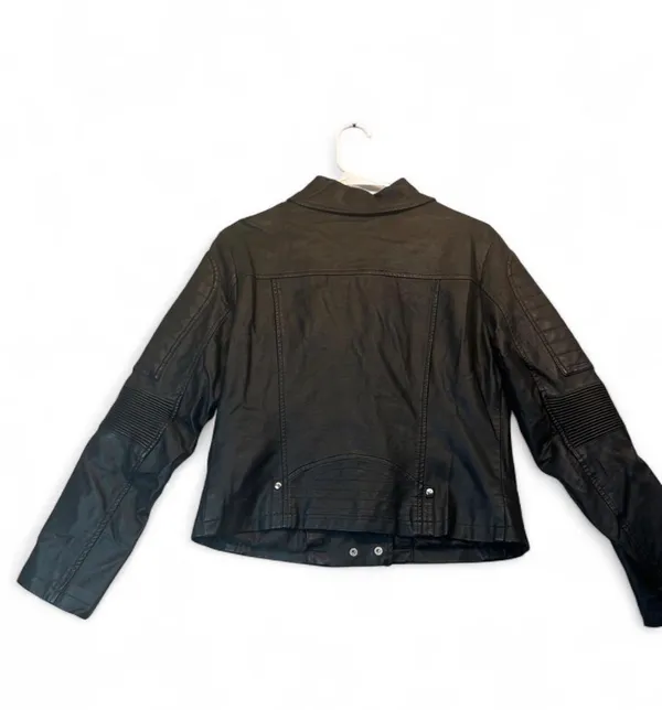 Urban Republic black leather jacket with zipper and button closure, size M #bikerchic #edgy - Image 2