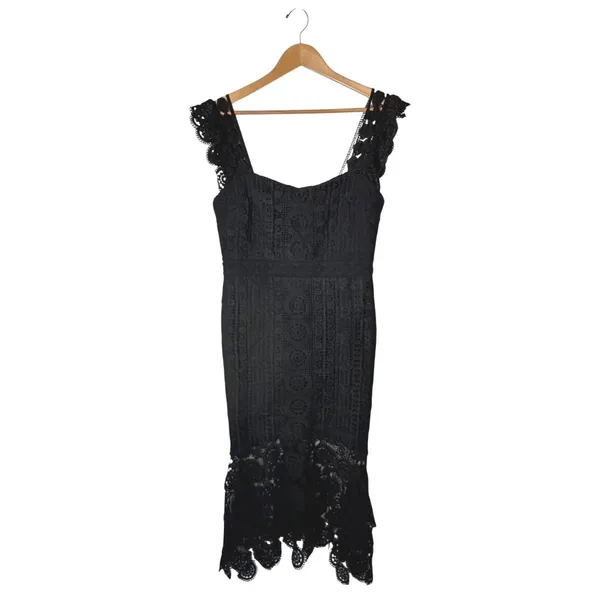 Lena Crochet High Low Dress Women Large Black Lace Ruffled Hem Whimsigoth Party - Image 2