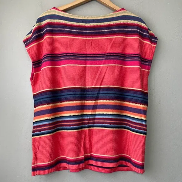 Chaps Linen Blend Top Size XL Lace Up Stripe Sleeveless Lightweight Sweater Tank - Image 4