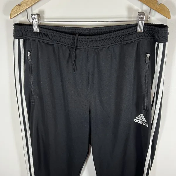 Adidas Climacool‎ Track Pants Womens Sz XL Black 3-Stripe Zip Ankle logo white - Image 3