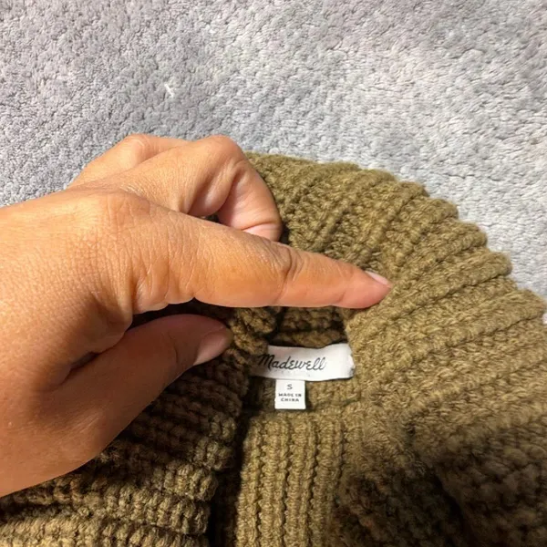 Madewell Women’s Small Olive Green Cable Knit Turtleneck Sweater Cotton Blend #1 - Image 5