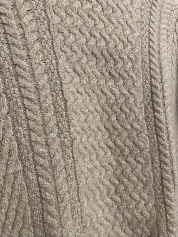Aran Crafts XL Cream Merino Wool Cable Knit Open Front Cardigan Ireland Cozy - Image 8
