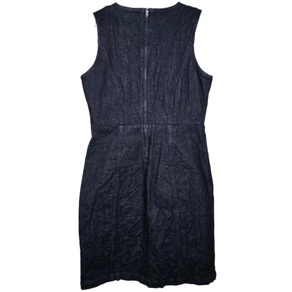 J. Crew Denim Sleeveless Sheath‎ Dress Dark Wash Indigo AK226 Size 10 - Image 2