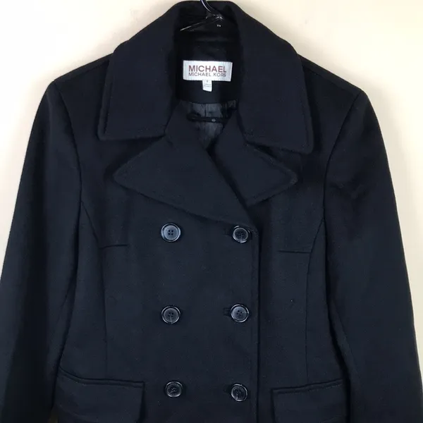 MICHAEL Michael Kors Women’s Black Wool Double-Breasted Pea Coat - Image 2
