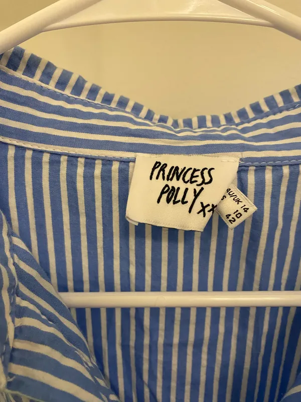 Princess Polly Blue and White Stripe Oversized Button Down Shirt - Image 4